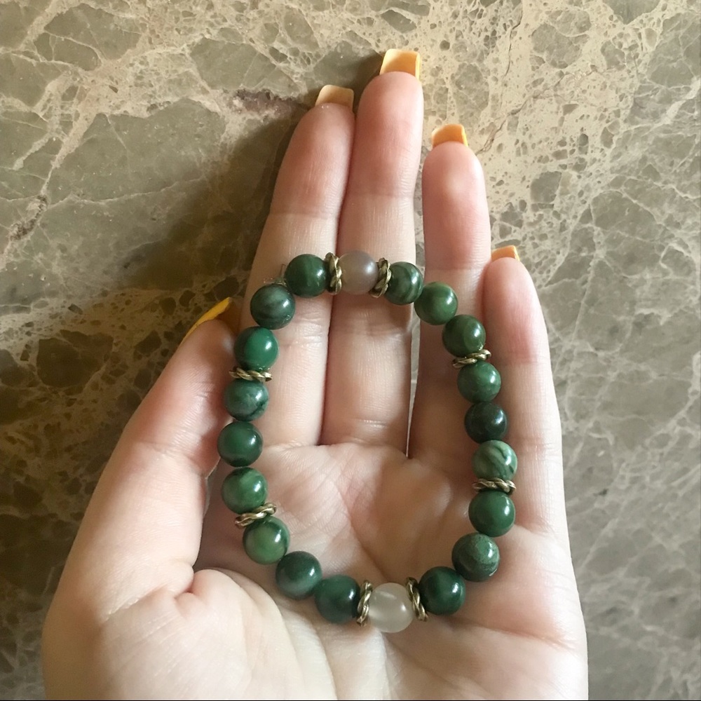 Jade Bracelet w/ Moonstone and Sunstone Accent
